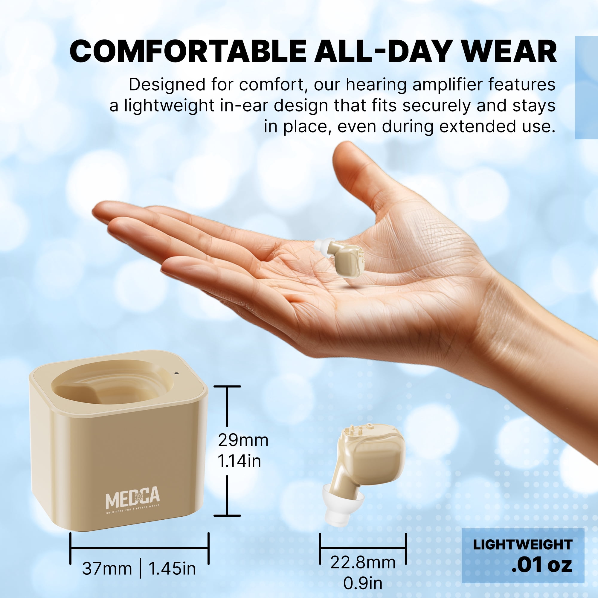 MEDca ITE Rechargeable Personal Sound Mini Ear Black Amplifier