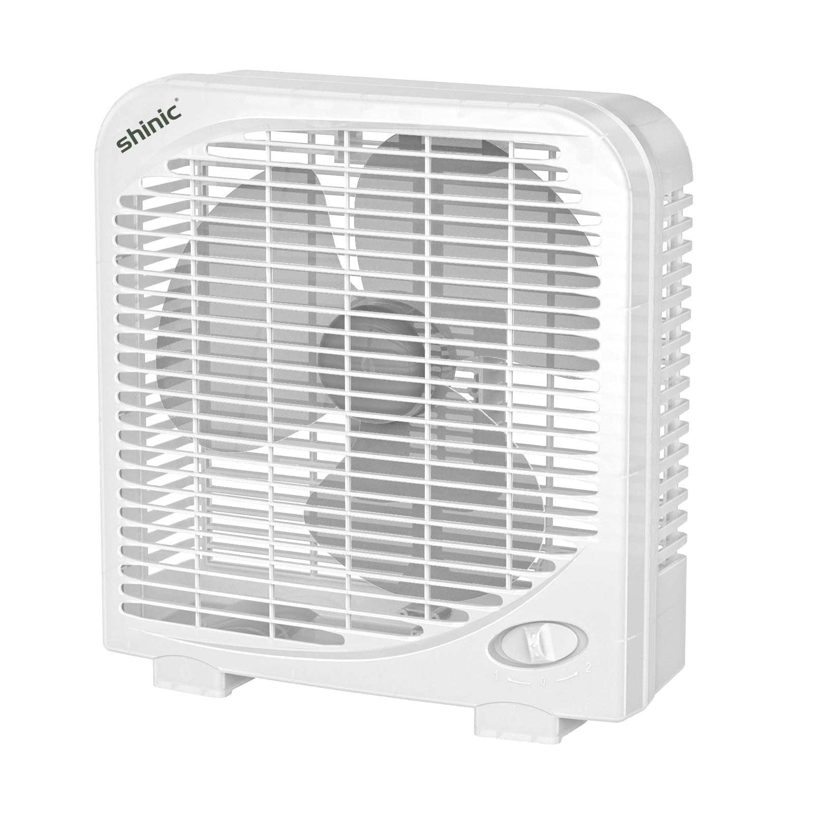 Shinic 9'' Tabletop Box Fan, Window Box Fan with Strong Airflow for Bedroom, Kitchen, Bathroom, Office, Dorm & Workshop, White