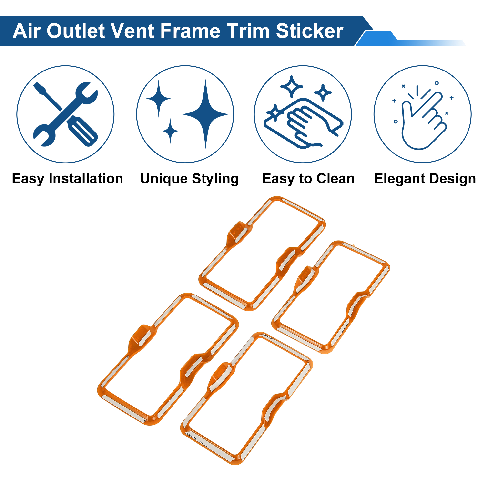 Unique Bargains AC Outlet Vent Trim Cover Frame for Ford Bronco 2021-2024 Orange