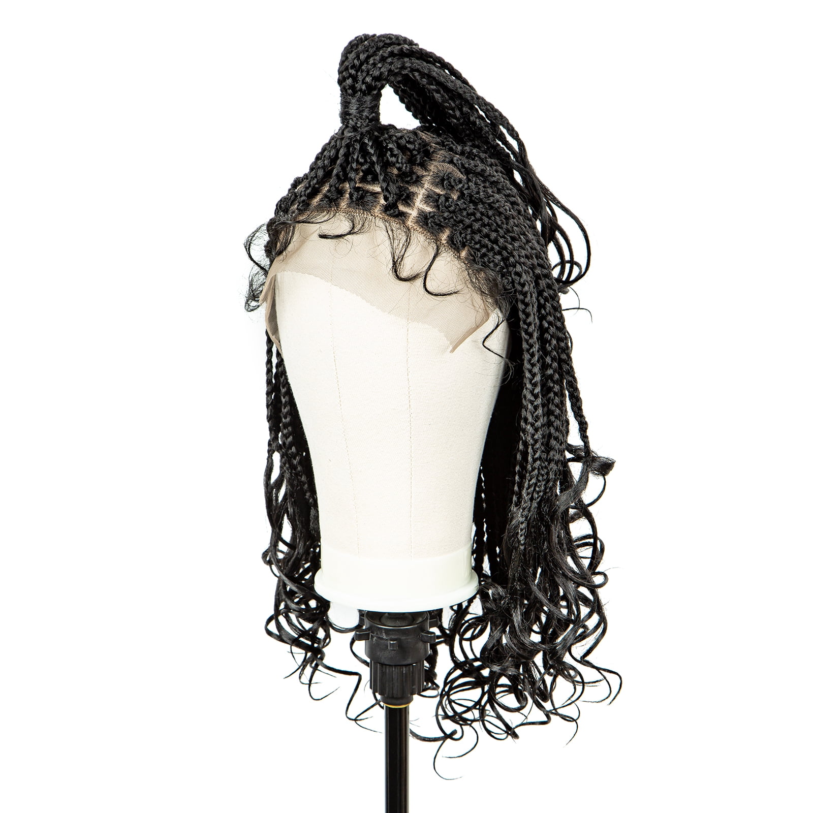 Braided Wigs for Black Women Synthetic Lace Front Wigs Square Knotless Box Braided Wigs Lightweight Cornrow Braid Braiding Hair Wigs 18 inches(1B Color)
