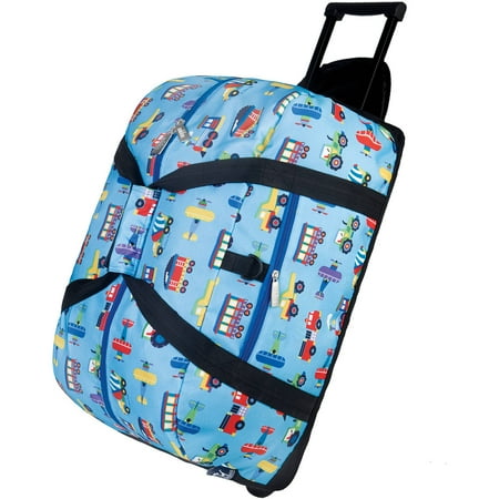 Olive Kids Trains, Planes and Trucks Rolling Duffel Bag