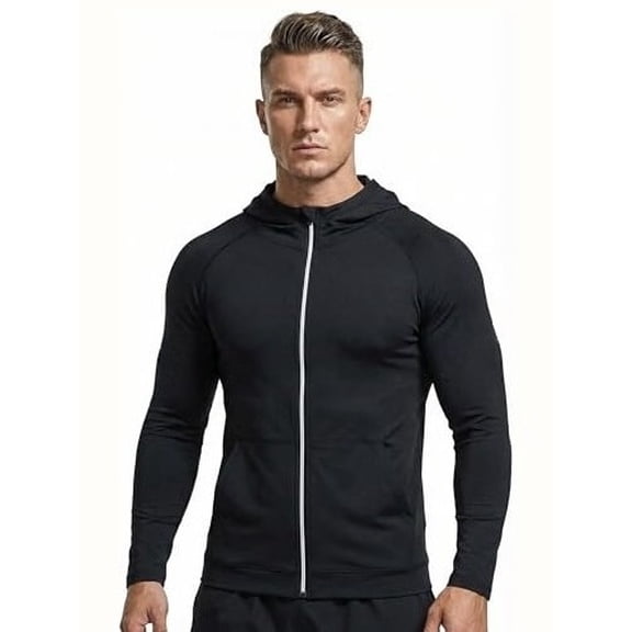 Men's Lightweight Zip-Up Hoodie Jacket, Athletic Workout Sports Sweatshirt Activewear Running Track Top for Hiking, Outdoor Training, Golf, Casual Fishing