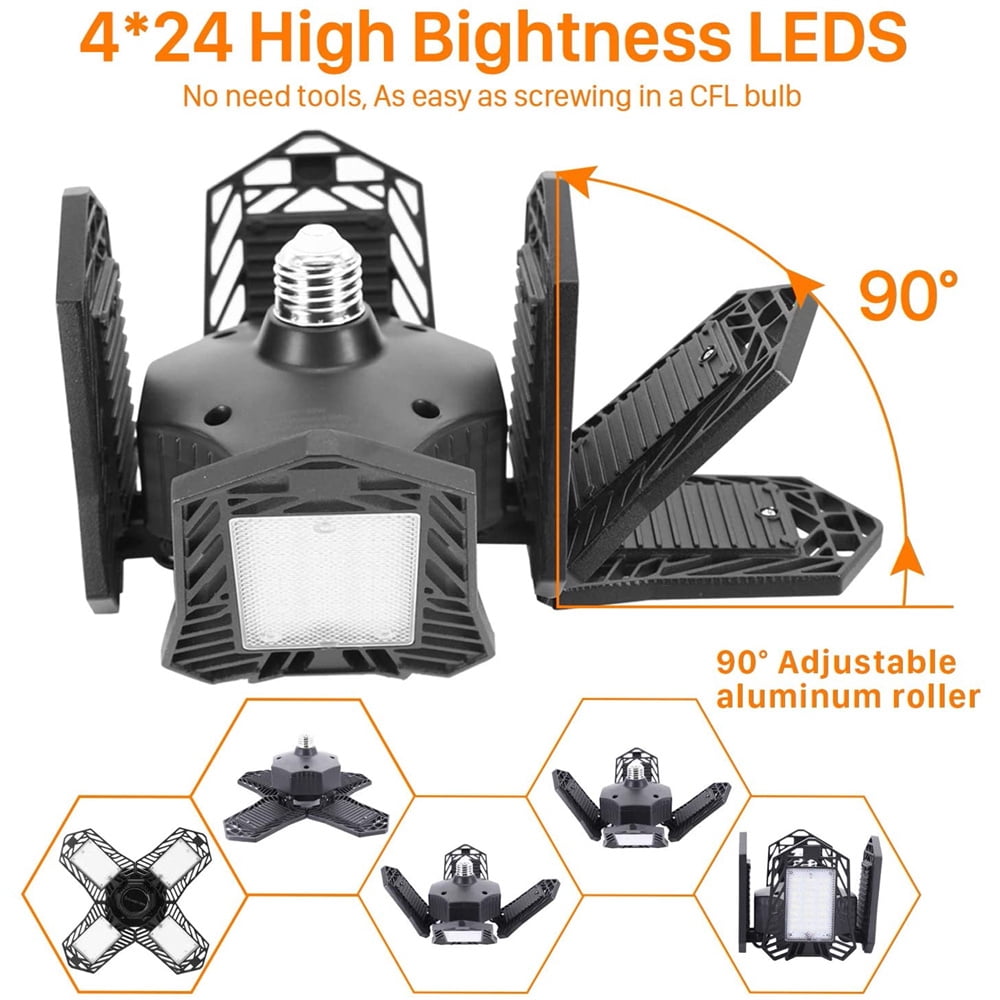 FZFLZDH 150w LED Garage Lights, Upgrade 15000LM Super Bright Deformable New Four Leaf Ceiling Illumination, 6500K Nature Light Trilights Lighting, Commercial Lights(White)