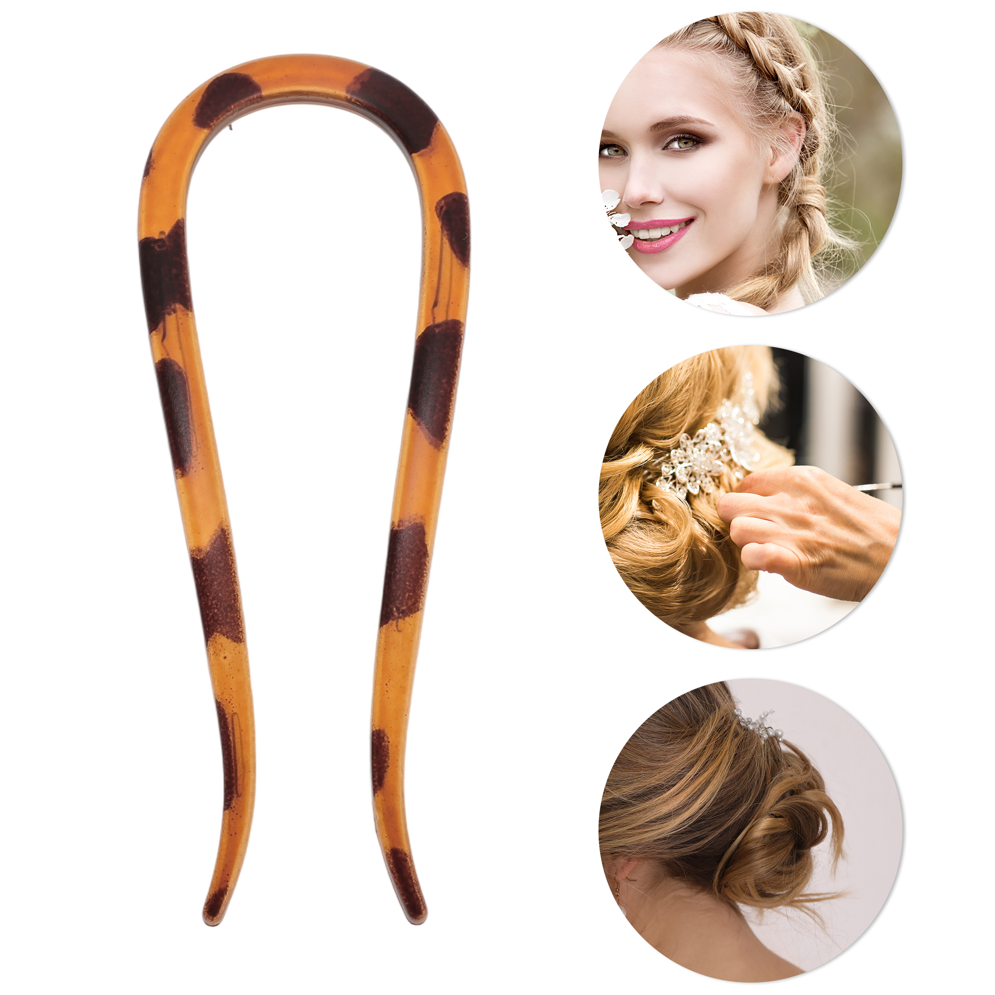 Unique Bargains U-shaped Hair Pin 4.33"x1.57" 1 Pc Dark Brown