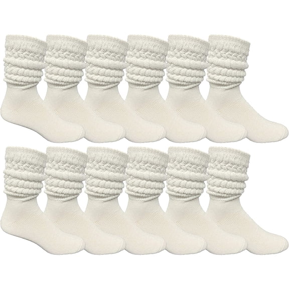 Yacht & Smith 12 Pairs Men's Cotton Extra Heavy Slouch Socks, Boot Sock, Bulk Thick Socks