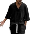 thumbnail image 2 of Fwqbns Men's Summer Solid Color Slim V-Neck Knitted Short-Sleeve Sweater, Fashionable Casual Wear for Outdoor Daily Use, Comfortable Material, 2 of 6