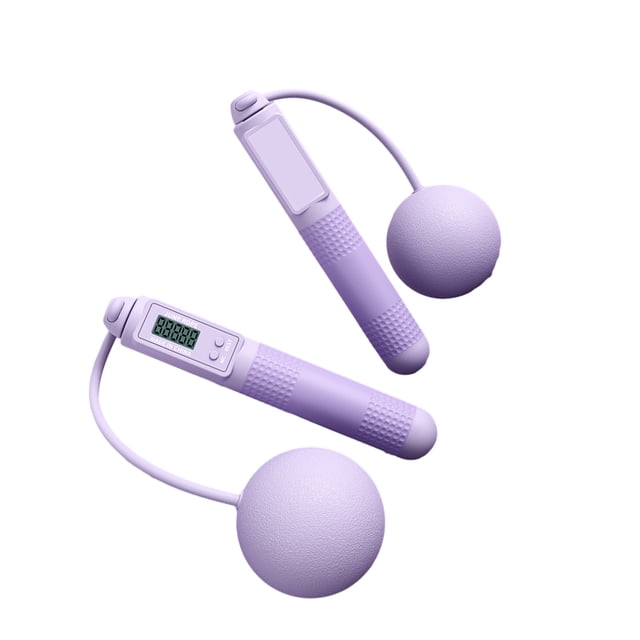 fastboy PVC Jump Rope Portable Replacement Digital Nonslip Handle Indoor Outdoor Ergonomic Quiet Running Jumping Ropes Purple Ball