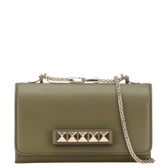 Pre-Owned Valentino Garavani Studded Chain Shoulder Bag/Clutch Bag in Khaki and Green... (Good)