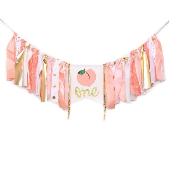 Baby Birthday Decoration 1st Birthday High Chair Banner Peach Theme Party Supplies Photo Props Sweet First Birthday Banner