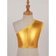thumbnail image 3 of Jowowha Kids 3 Pieces Shiny Metallic Dance Outfits Jazz Hip-hop Dance Costumes Crop Tank Tops T-Shirt Gold 6, 3 of 6