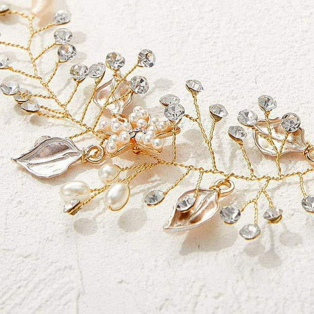 Broche Fleur Vintage - Plaqué Or Jaune - Fausse Perle Et Strass - Occasion Bon état