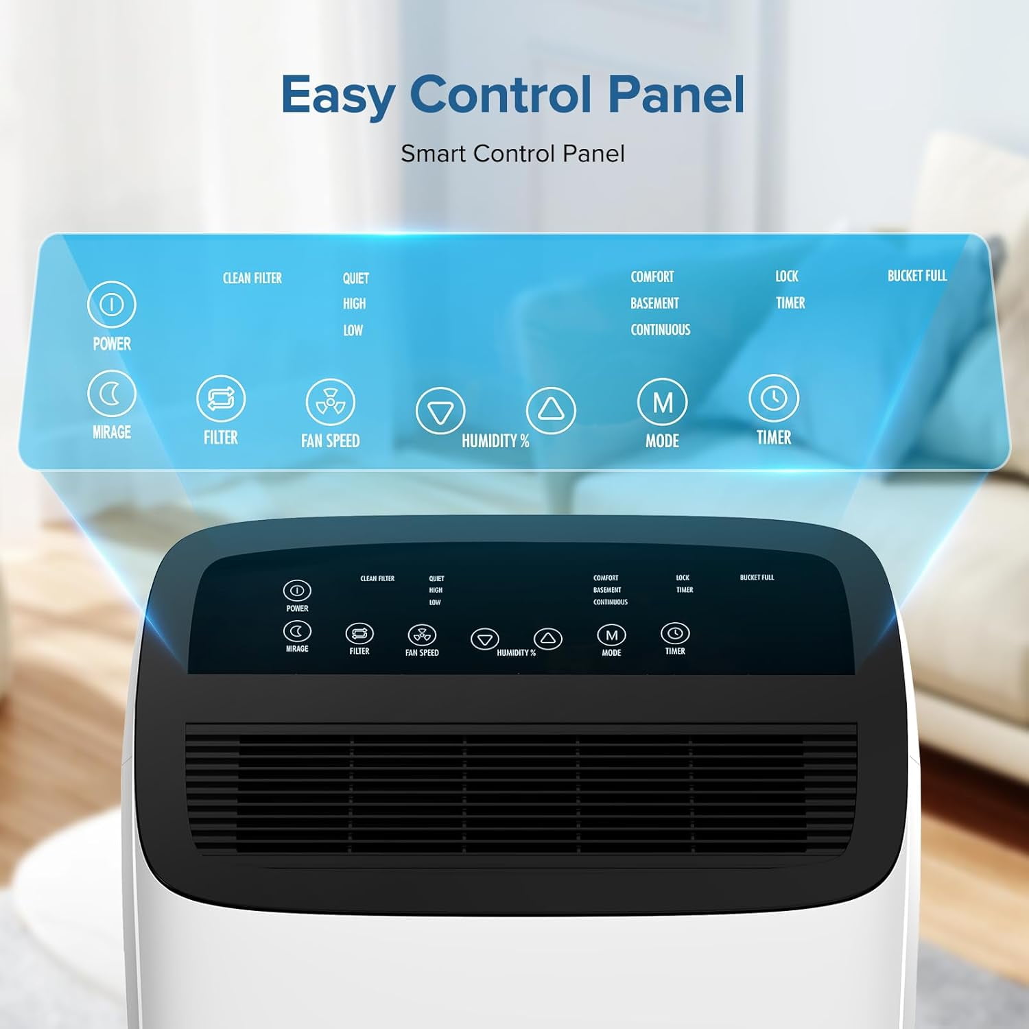 WAA 60 Pint Dehumidifier 4,500 Sq.Ft,High-Efficiency Compressor,Dual Drainage,24HR Timer (Home/Basement)​