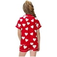 thumbnail image 4 of Auroural Kids Pajama Shorts Girls Button Front Pajama Top & Shorts Set, Heart Shaped Print， 2-Piece, Sizes 2-14 & Plus, 4 of 6