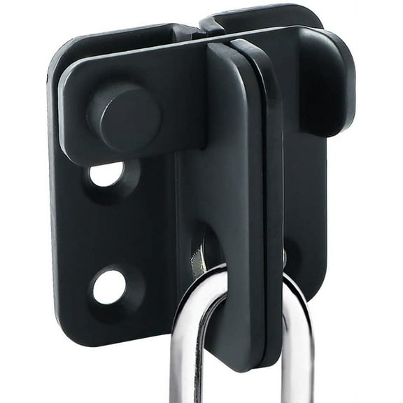 Sliding Door Lock Padlock Hasp Door Lock Latch Buckle Lock Anti-Theft Hook, Matte Black Finish Stainless Steel, Ems3001-B