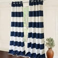 thumbnail image 2 of DriftAway Mia Stripe Room Darkening Grommet Unlined Window Curtains 2 Panels Each 52 Inch by 84 Inch Navy, 2 of 4