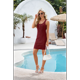 thumbnail image 1 of Vestidos de Verano con Escote Redondo Color Vino Tinto M, 1 of 10