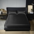 thumbnail image 6 of AuroraX Black Bed Sheets Ice Silk King Size Fitted Sheets Cooling,Deep Pockets Sold Separately Double Bed Sheet for Residential Summer, 6 of 6