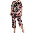 thumbnail image 4 of WellSize Plus Size Women Pajamas Set V Neck Short Sleeve Tops and Capris with Pockers Two Piece Lounge Sets Summer Oufits sleepwear, 4 of 7