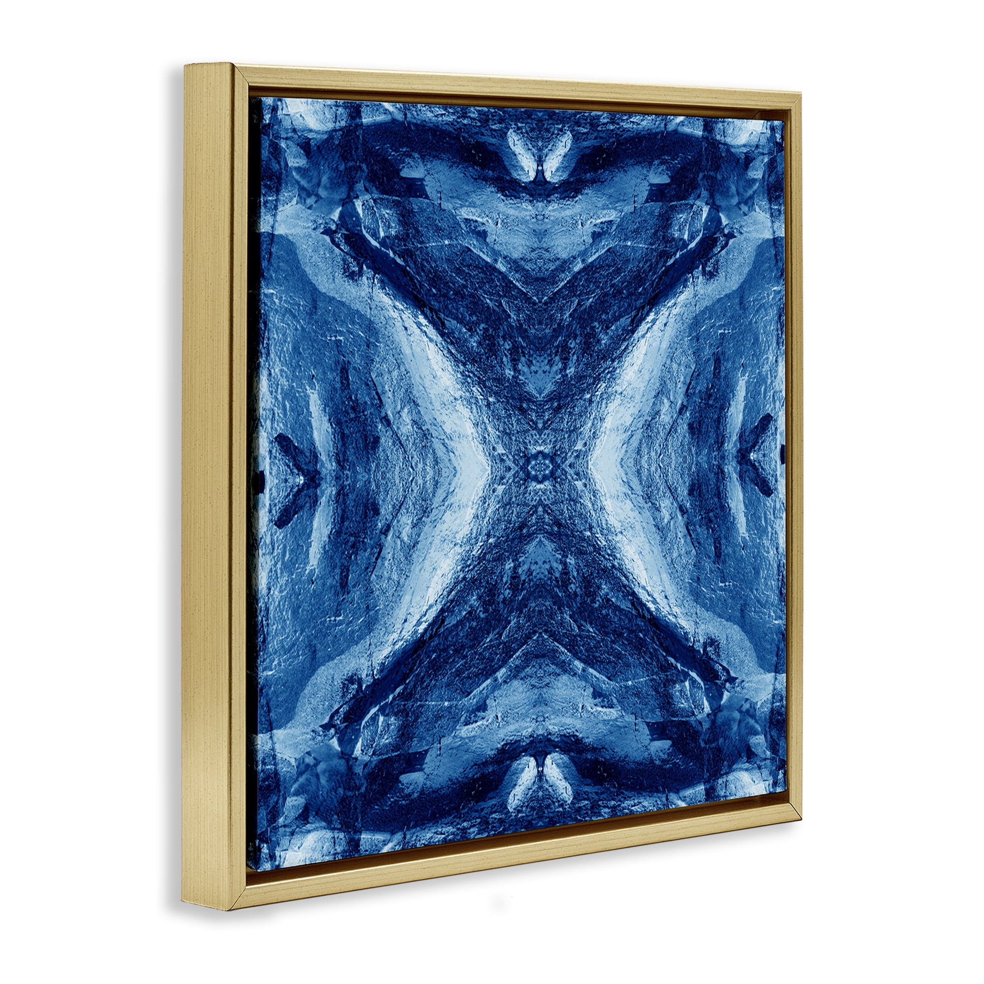Stupell Industries Rustic Mirrored Motif Abstract Painting Gold Floater Framed Canvas Art Print Wall Art, 25 x 25
