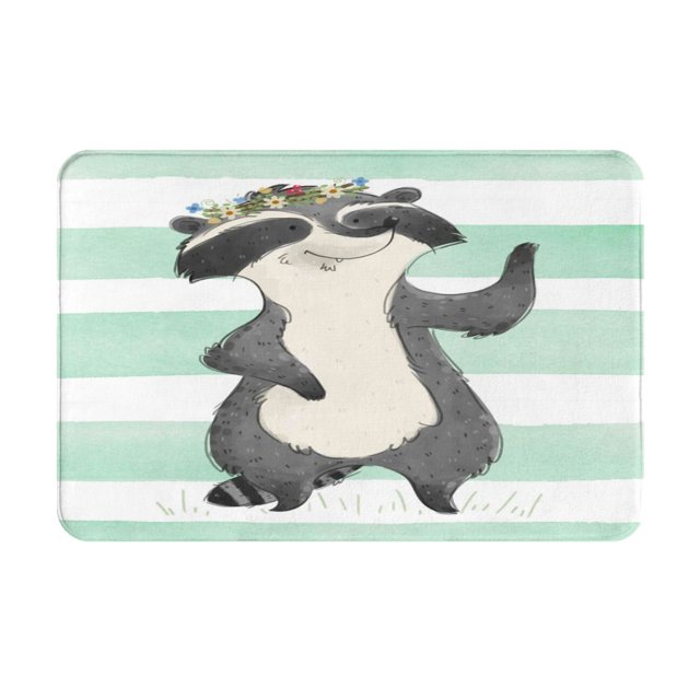 Balery Cute Raccoon Felpudo de franela, resistente a las manchas y a la decoloración, para uso interior y exterior, fácil de limpiar, 40 x 60 cm