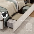 thumbnail image 4 of Eastvita King Size Bed Frame with 4 Storage Drawers - Platform Bed with Upholstered Channel Tufted Wingback Headboard Strong Wooden Slats Support No Box Spring Needed Beige, 4 of 7