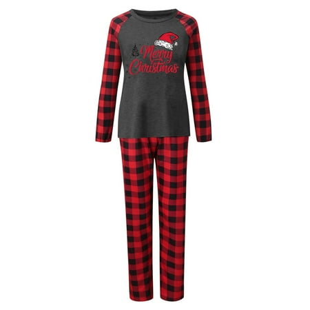 

LEEy-world Christmas Presents Matching Family Christmas Pajamas Set Xmas Holiday Pjs For Women/Men/Kids/Couples Letter Printed Loungewear Sleepwear Red XL