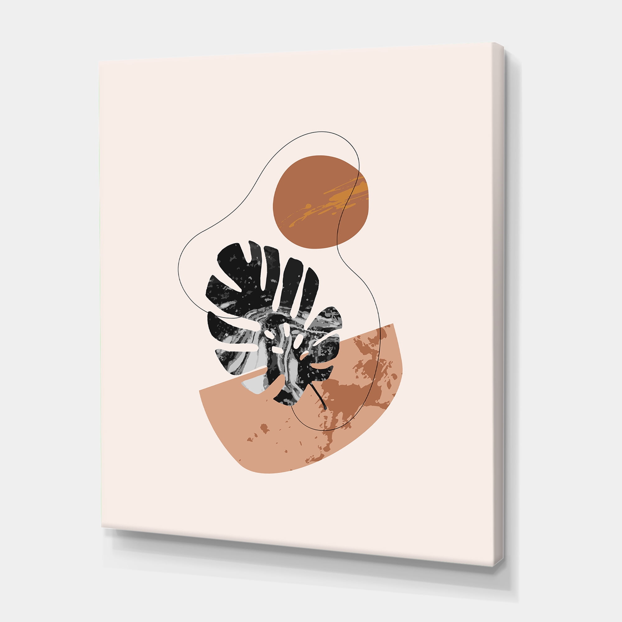 Designart ' Abstract Tropical Monstera Shapes and Leaves ' Modern Canvas Wall Art Print