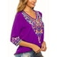thumbnail image 4 of Blusas Mexicanas para Mujer, Camisas Bordadas, Ropa Hippie, Túnicas de Fiesta, Blusas Bohemias Campesinas de Talla Grande. Púrpura XL, 4 of 6