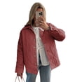 thumbnail image 1 of SUNSIOM Manteau Matelassé à Rayures Col Rabattu Boutons pour Femmes Automne Hiver Manches Longues Veste Matelassée, 1 of 2