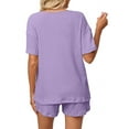 thumbnail image 4 of UVN 2 Piece Pajama Sets for Women Short Sleeve Top and Shorts Sleepwear Casual Lounge Set with Pockets, 4 of 8