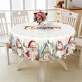 thumbnail image 4 of Nanqianyi Winter Christmas Round Tablecloth 70 Inch, Santa Claus & Snowman Printed Stain Resistant Table Cover for Holiday Kitchen Decor, 4 of 9