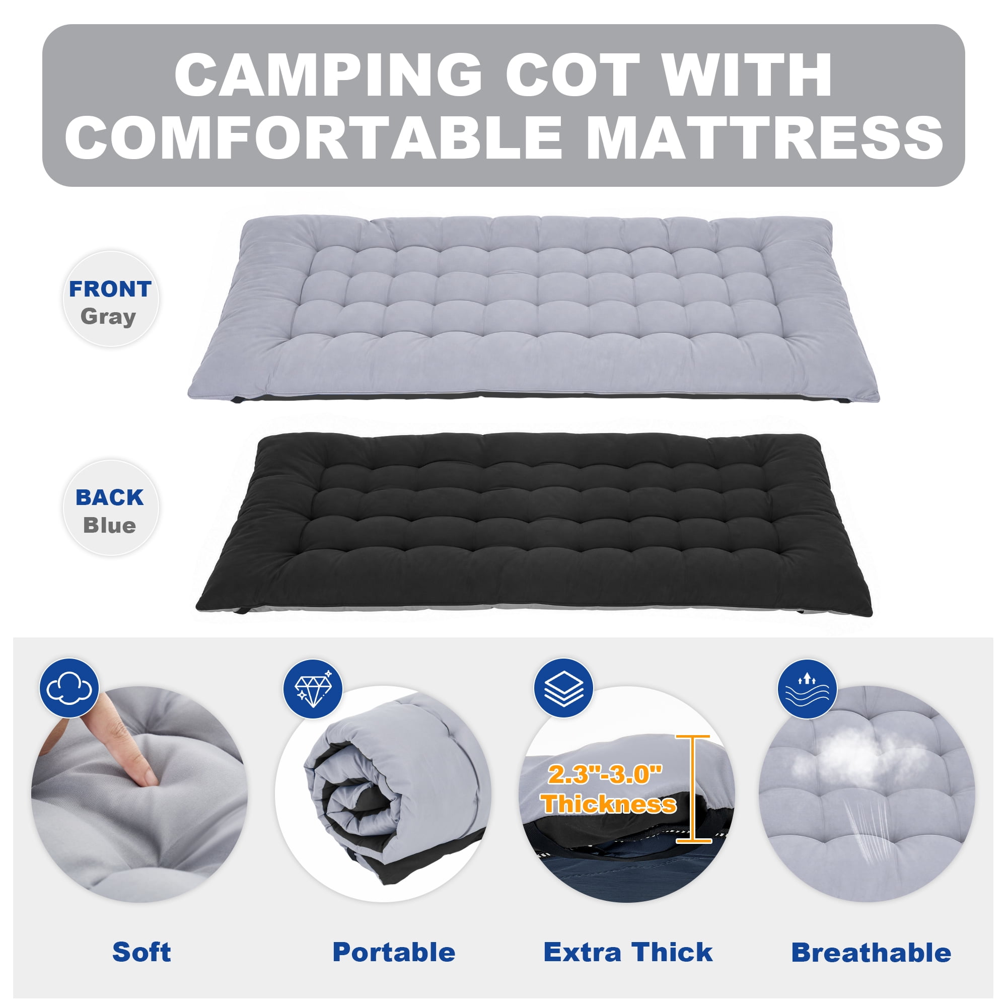 Sprint Demon Folding Camping Cot with Mattress for Adults, 900 lb Heavy Duty Portable Guest Bed for Camping, Home & Travel