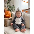 thumbnail image 4 of RUINIXCW Toddler Baby Halloween Wolf Fashion Long Sleeve Fuzzy Zip Up Hooded Jumpsuit, 4 of 8