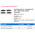 thumbnail image 2 of Front Brake Pad Set - Compatible with 1996 - 2000 Chrysler Sebring Convertible 1997 1998 1999, 2 of 2