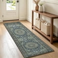 thumbnail image 3 of SAND KEEPER 2x5 Hallway Runner Rug, Washable Non Slip Low Pile Soft Distressed Dusty Teal Oriental Vintage Rugs for Kitchen Bedroom Entryway Laundry Living Room, 3 of 11