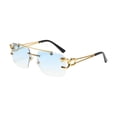 thumbnail image 3 of Gafas de sol rectangulares sin montura, estilo moderno veraniego con bordes recortados azul, 3 of 9