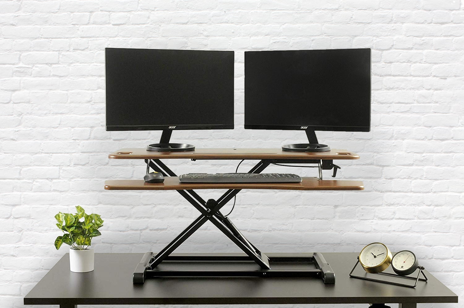 TechOrbits Rise-X Pro Standing Desk Converter - Height Adjustable Stand Up Desk Riser - Sit to Stand Desktop Workstation