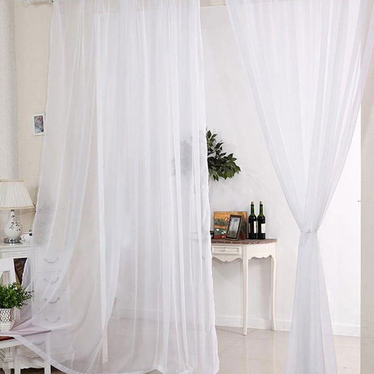 Willstar 2 Panels Plain Voile Curtain Panel Eyelet Ring Slot Top Net Curtains Home Decor