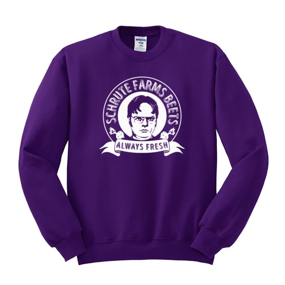 Always Fresh Farms Beets The Office Culture Unisex Crewneck Graphic Sweatshirt, Purple, 2XL