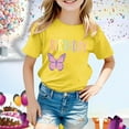 thumbnail image 2 of PMVFHDE Hauts de Bain pour Fille T-Shirt Fille d'Anniversaire à Manches Courtes T-Shirt d'Été à Col Rond Coupe Décontractée Chandails de Base Jaune, 10-11 Ans, 2 of 4