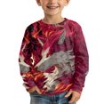 thumbnail image 3 of FUIALDOLG 2 Pack Wolf Girls Long Sleeve Shirts 5-6 Years Soft Crewneck Long-Sleeve Loose T-Shirts Volcano Fire Basic Tops Layering Tees, 3 of 6