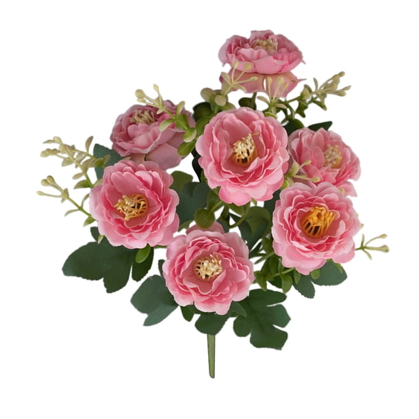 Decoración del hogar con flores artificiales: ramo de mano con flores artificiales, flores artificiales realistas para centros de mesa de bodas y fiestas, flores de seda realistas para