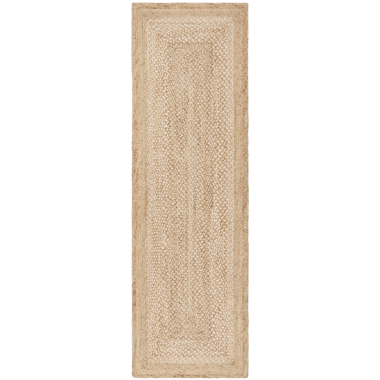 SAFAVIEH Natural Fiber Leo Geometric Braided Jute Area Rug, Natural/Ivory, 4' x 6'
