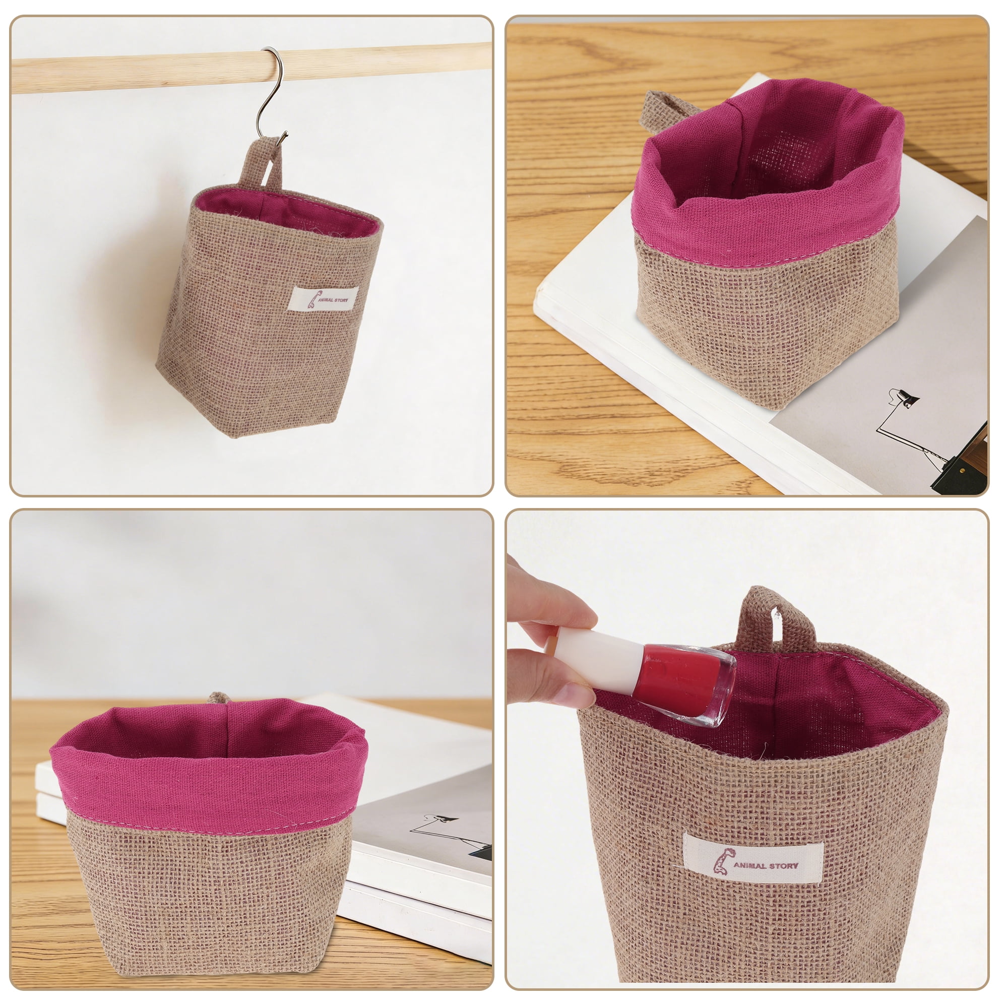 Unique Bargains Simple Reusable Hanging Storage Bags 1 Pc Yellow Brown, Rose Red