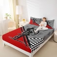 thumbnail image 4 of jejeloiu Motorcycle Motor Biker Bed Sheets,Red Gray Black King Sheets For Boys Kids 4 Pieces, 4 of 7