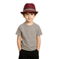 thumbnail image 5 of QHFBli Kids Boys Spring Summer Fedora Hat, Lightweight Woven Straw Gentleman Cap, Striped Band Kids Outdoor Beach Sun Hat 2-8 Years, 5 of 5
