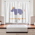 thumbnail image 2 of Ambesonne Birthday Kitchen Curtains, Animal with Party Hat Art, 55"x36", Ceil Blue and Dark Orange, 2 of 3