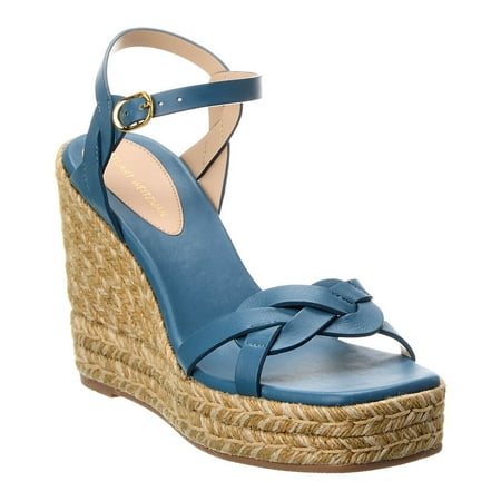 

Stuart Weitzman Braida Max Leather Wedge Espadrille 8 Blue