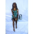 thumbnail image 4 of Nifao Graceful Young Woman Sitting on the Ledge Bronze Statue – Home Office Decor Sculpture, 13"L x 7"W x 23"H, 4 of 9