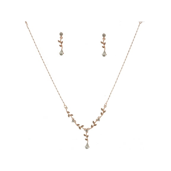 Fashion Jewelry Set Rose Gold Plating Flower Necklace Earrings Set
